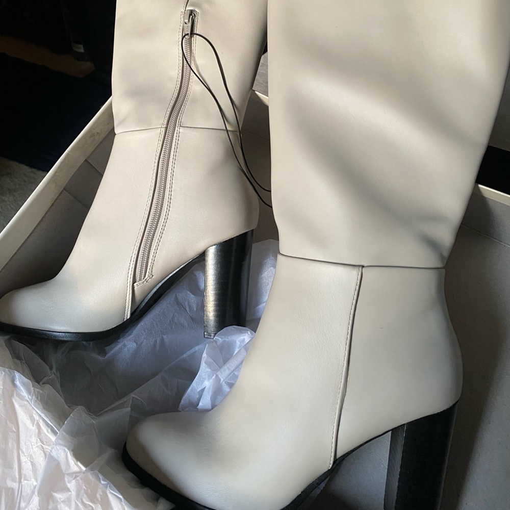 New Light cream knee high boots